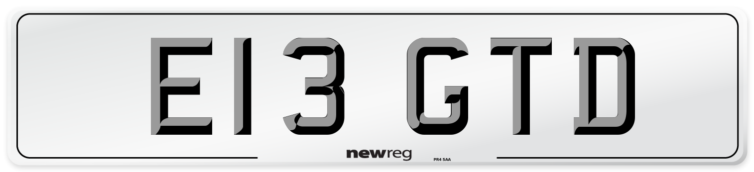 E13 GTD Number Plate from New Reg